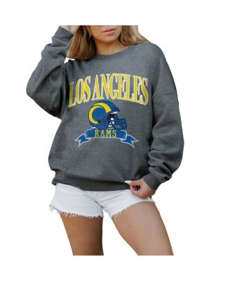 Gameday Couture - Women's Charcoal Los Angeles Rams Seal The Deal Premium Fleece Drop Shoulder Pullover Sweatshirt