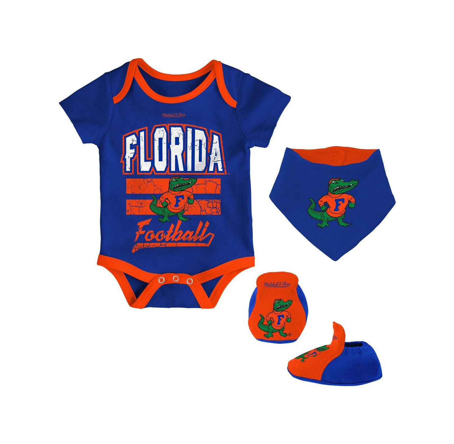 Baby Boys and Girls Royal Florida Gators Bodysuit, Bib and Bootie, Set of 3