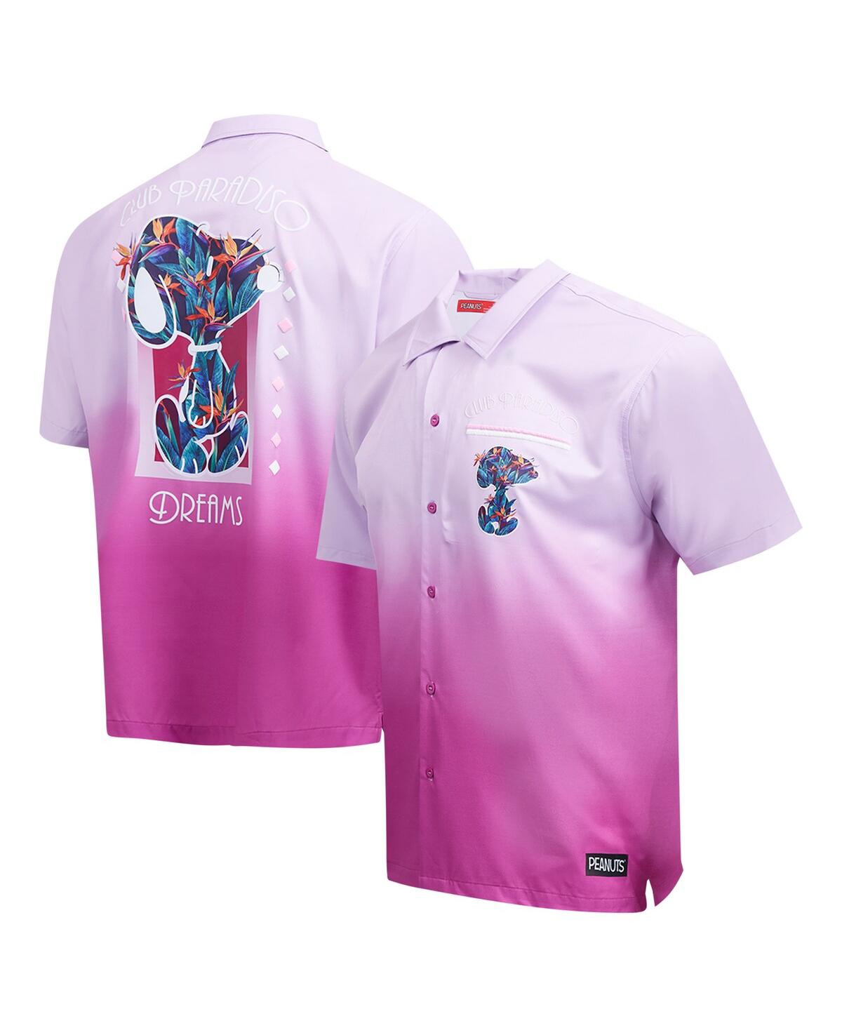 FREEZE MAX MEN'S PINK PEANUTS SNOOPY CLUB PARADISO DREAMS BUTTON-UP SHIRT 