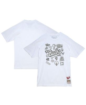 Mitchell & Ness - Men's White Milwaukee Bucks Hardwood Classics Doodle T-Shirt