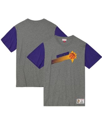 Mitchell & Ness - Men's Heather Gray Phoenix Suns Hardwood Classics Color Block T-Shirt