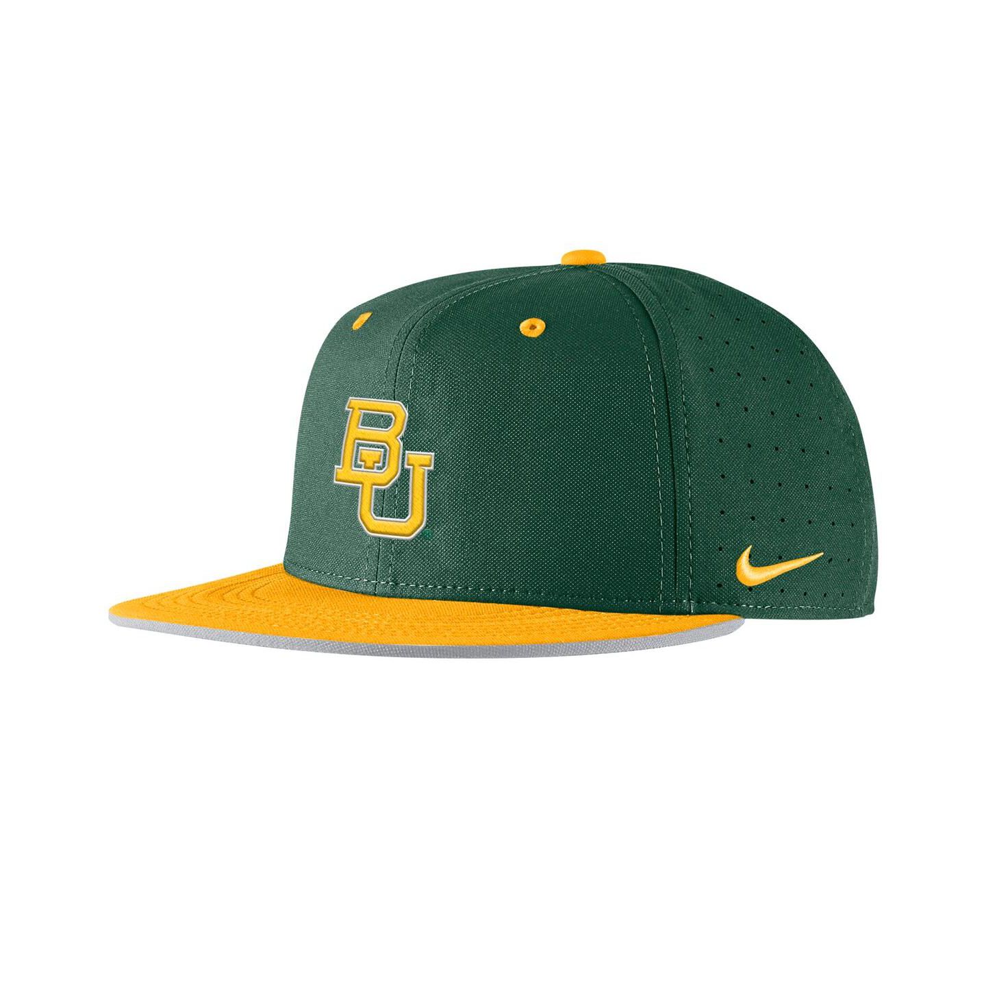Мужская кепка Nike Green Baylor Bears On-Field True Performance Baseball Fitted Hat — фото 1