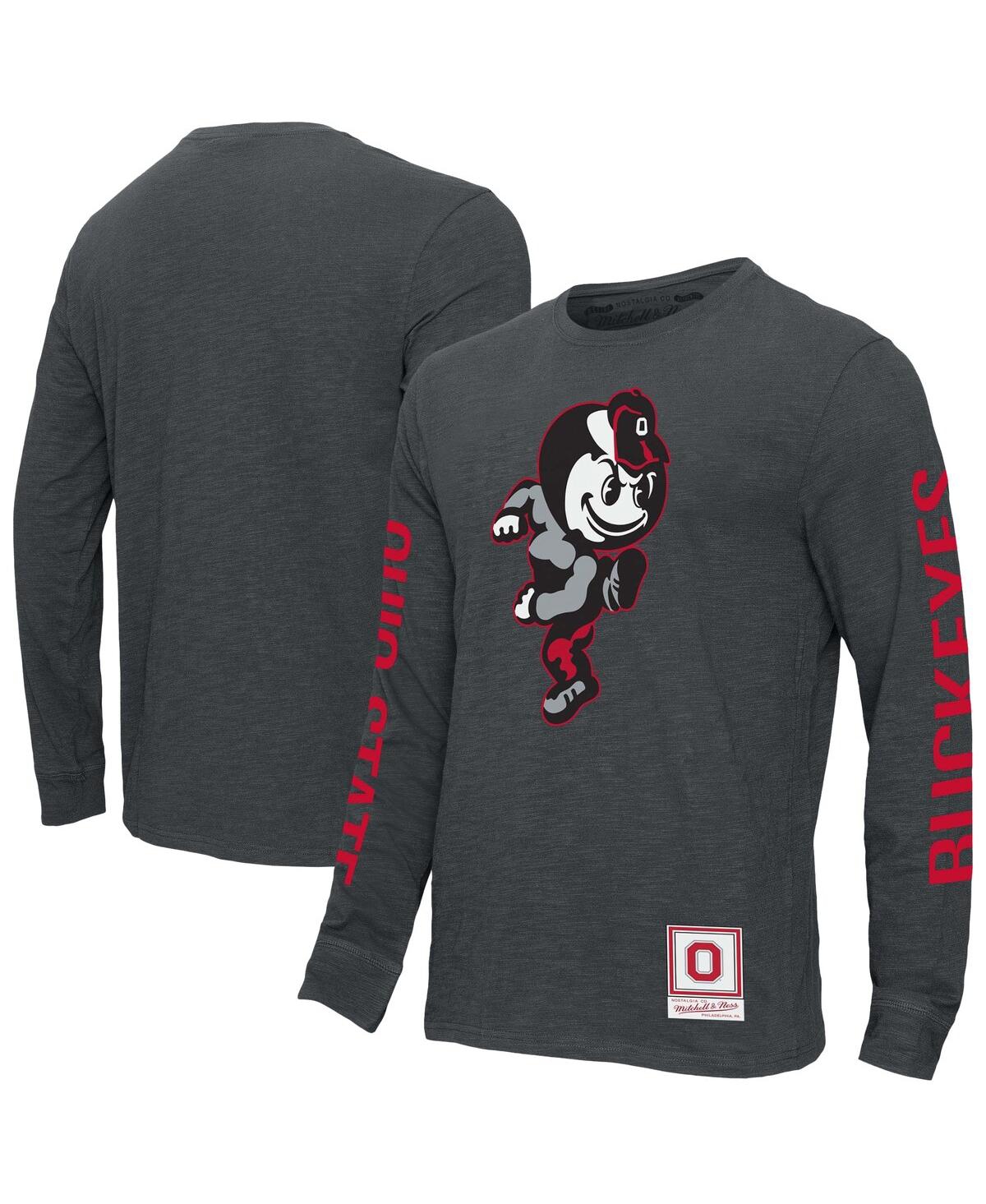 Mitchell & Ness Men's Charcoal Ohio State Buckeyes Team Pride Long Sleeve T-shirt In Charcoal