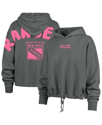 '47 Brand - Women's '47 Gray New York Rangers Bright Side Venice Cropped Pullover Hoodie