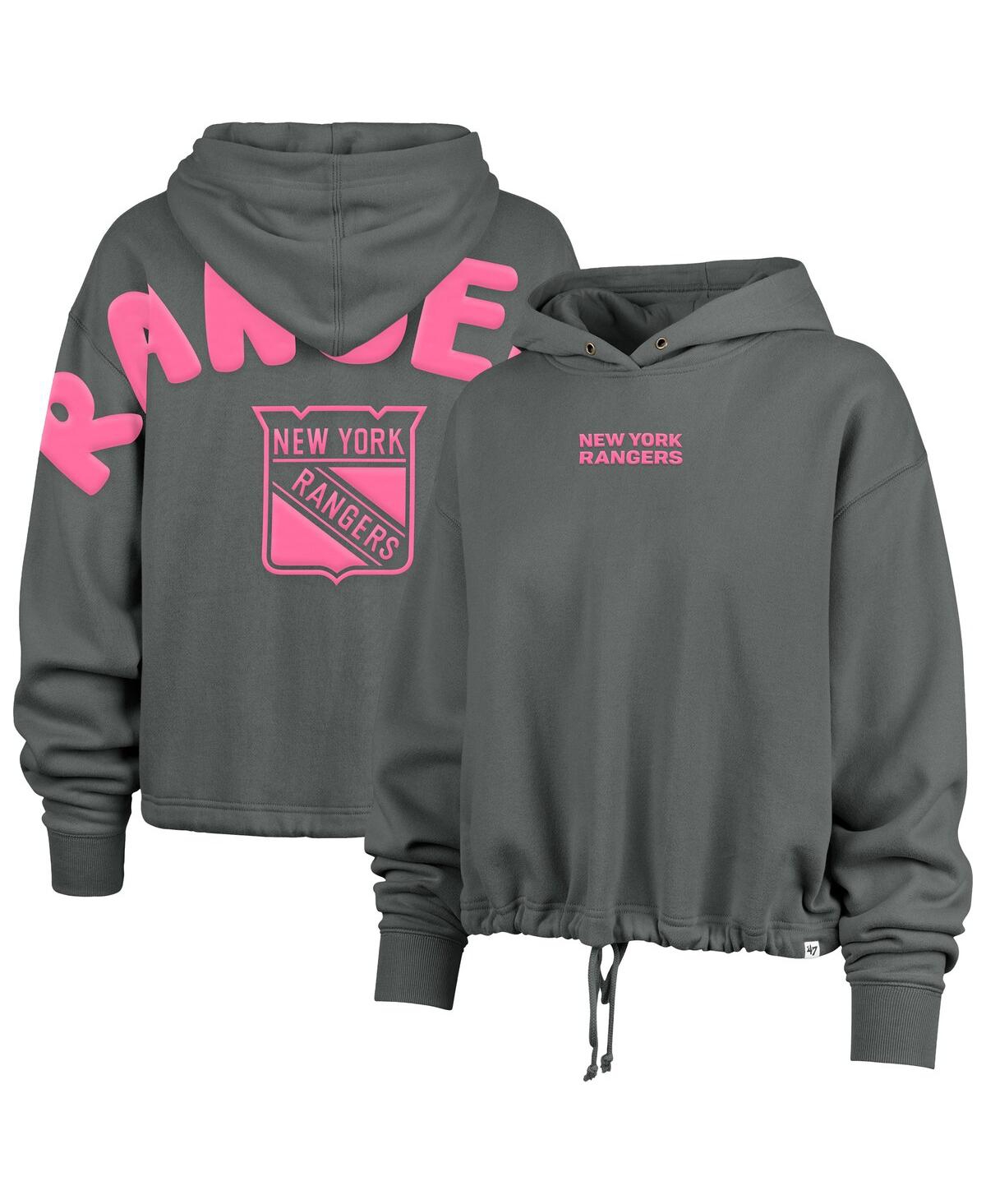 Shop 47 Brand Women's Gray New York Rangers Bright Side Venice Cropped Pullover Hoodie