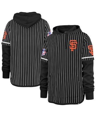 '47 Brand - Men's '47 Black San Francisco Giants Pinstripe Double Header Pullover Hoodie