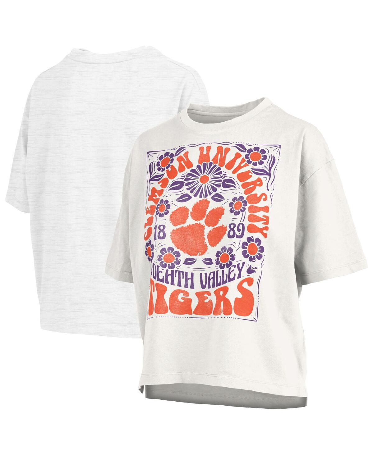 PRESSBOX WOMEN'S WHITE CLEMSON TIGERS HARMONY OVERSIZED T-SHIRT 