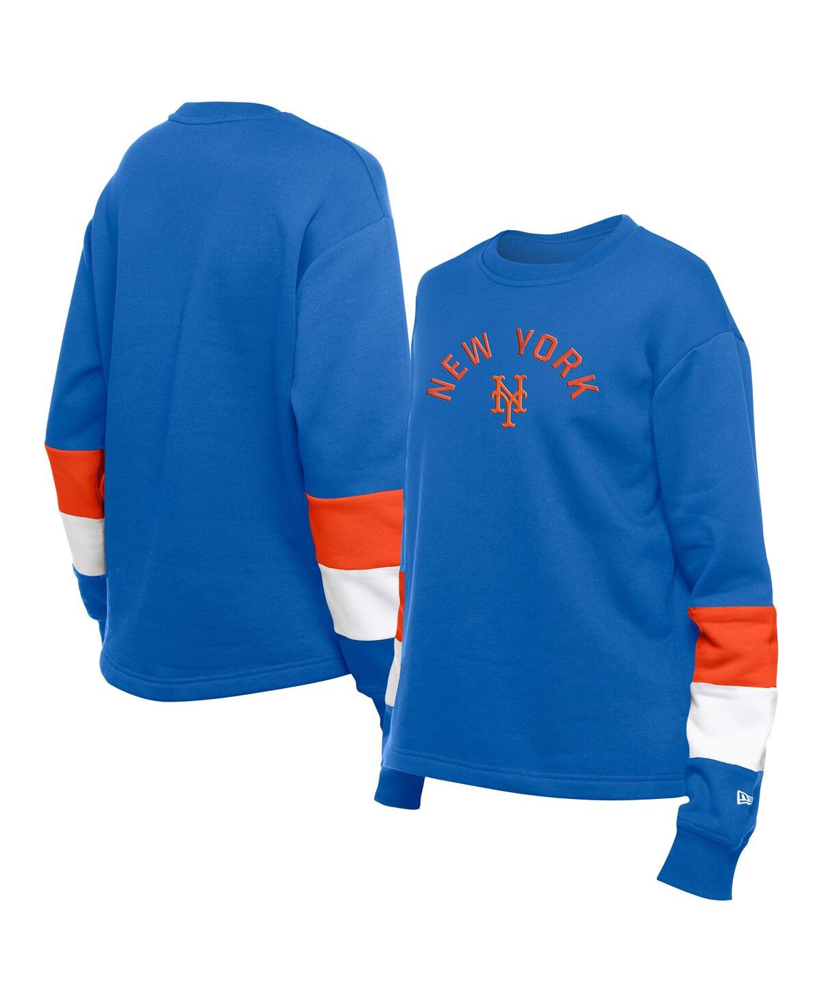 New Era Women's Blue New York Mets Game Day Color Pullover Sweatshirt In Blue