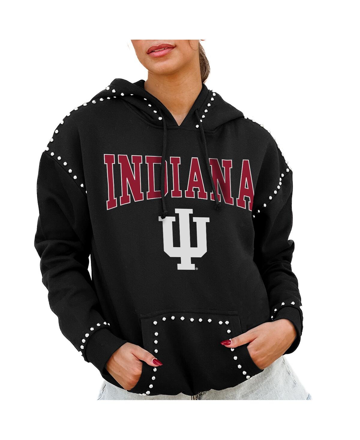 GAMEDAY COUTURE WOMEN'S BLACK INDIANA HOOSIERS STUDDED PULLOVER HOODIE 
