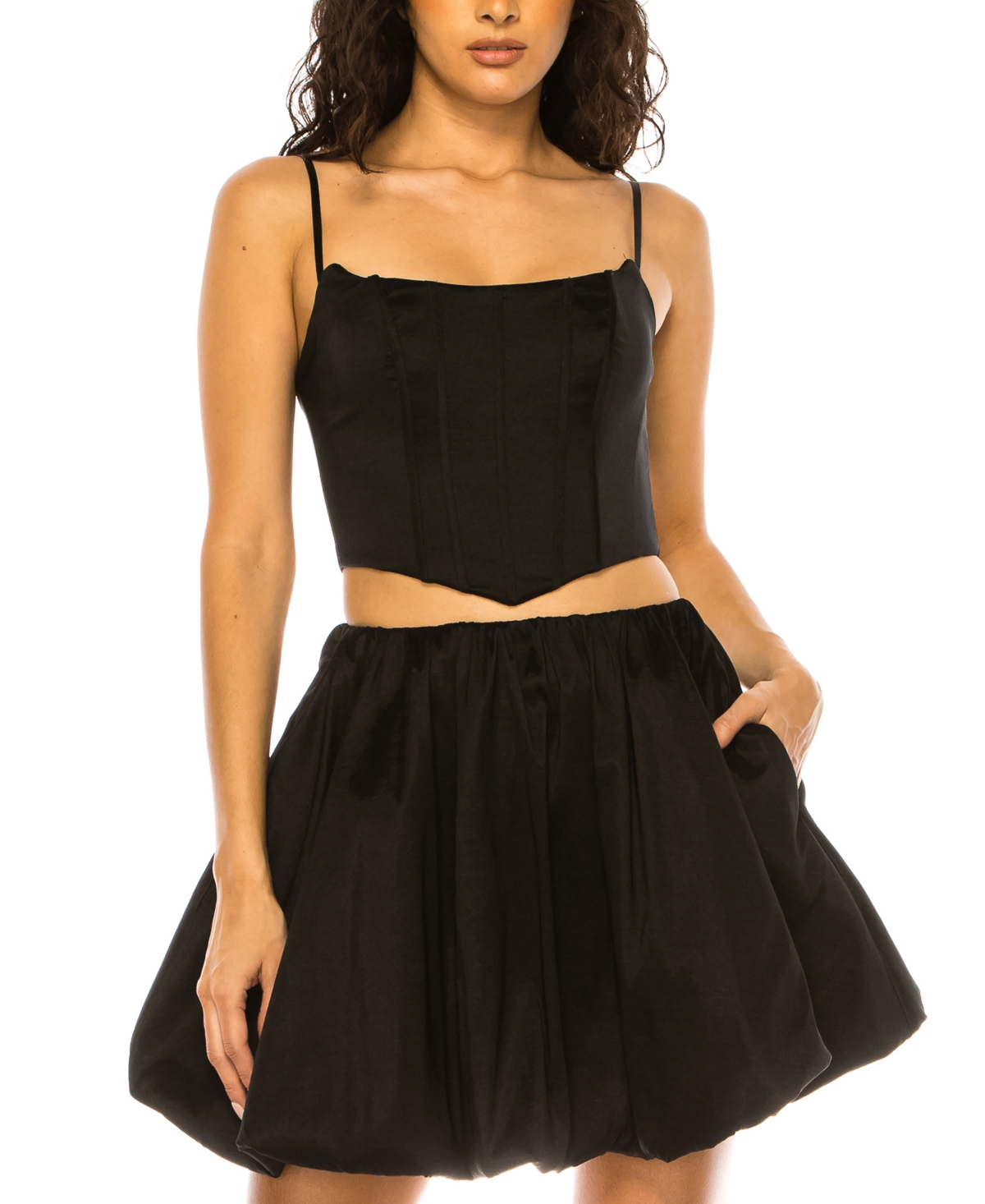 Juniors' 2-Pc. Taffeta Bubble Dress Set - Black