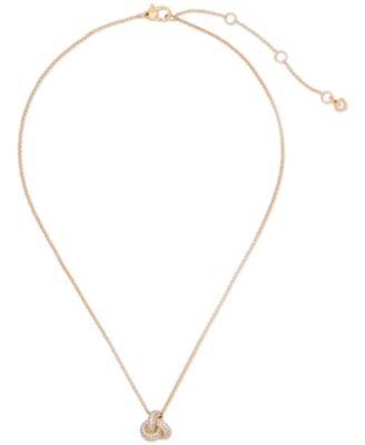 колье-подвеска kate spade new york с золотым паве и двойным узлом, удлинитель 16 дюймов + 3 дюйма