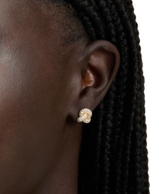 Gold-Tone Pav&eacute; Double Knot Stud Earrings