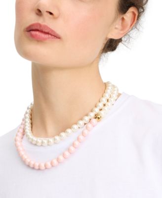 PEARLIE Bead & Imitation Pearl Necklace, 34" + 3" extender