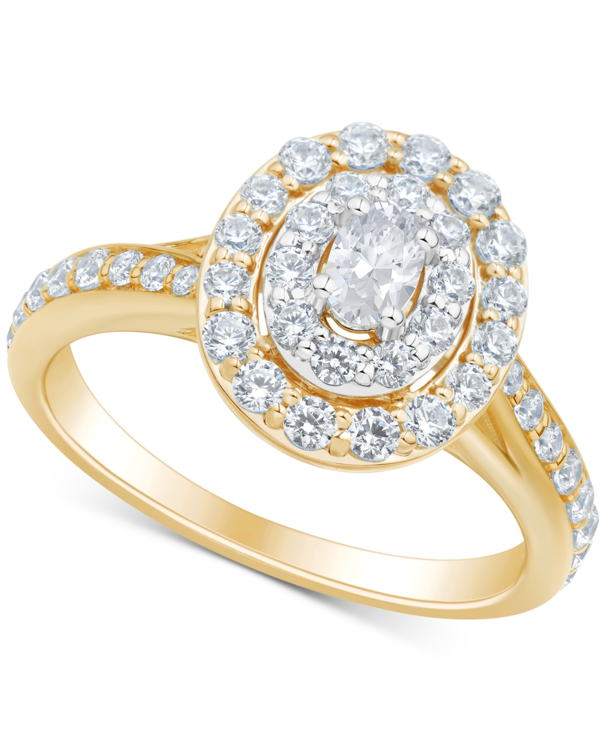 Macy's Diamond Oval Double Halo Engagement Ring (1 Ct. T.w.) In 14k Two-tone Gold