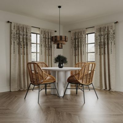 Palo Global Embroidery Semi-Sheer Rod Pocket Curtain Panel