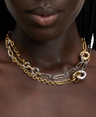 Two-Tone Interlock Mixed Chain 38" Strand Necklace