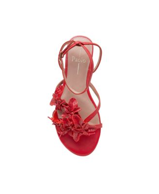 LUCIA Women's Flower Embellished Strappy Flat Leather Sandals