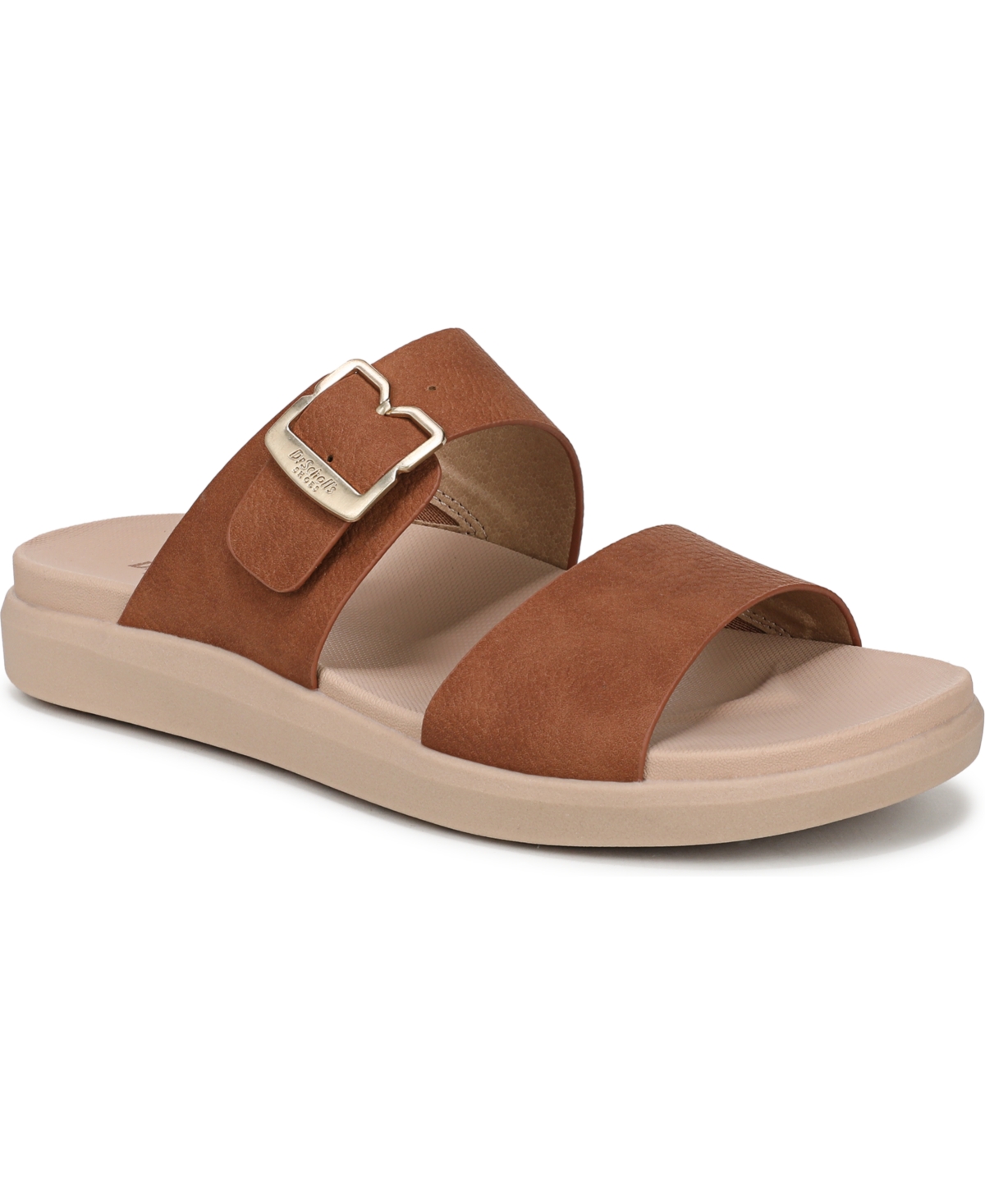 Shop Dr. Scholl's Women's All Time Round Toe Slide Sandals In Honey Brown Faux Leather