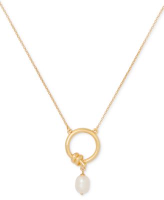 колье с подвеской из пресноводного жемчуга Кейт Спейд Нью-Йорк золотистого цвета, удлинитель 18 дюймов + 3 дюйма