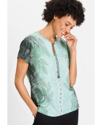 売れ筋商品|||オルセン Tシャツ トップス レディース Women's Panneaux Print Tunic T-Shirt Mint green Olsen Women's Panneaux Print Tunic T-Shirt - Macy's