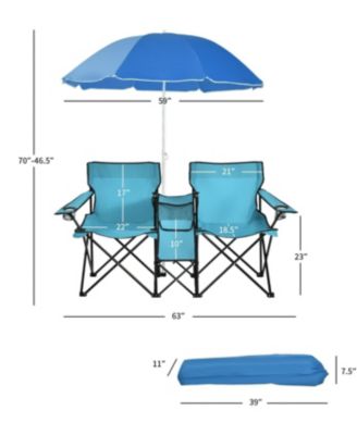 Portable Folding Picnic Double Chair With Umbrella