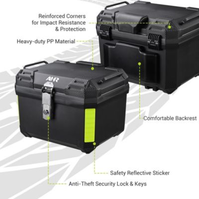 45L Universal Motorcycle Tour Tail Box Scooter Trunk Storage with Backrest Safety Lock