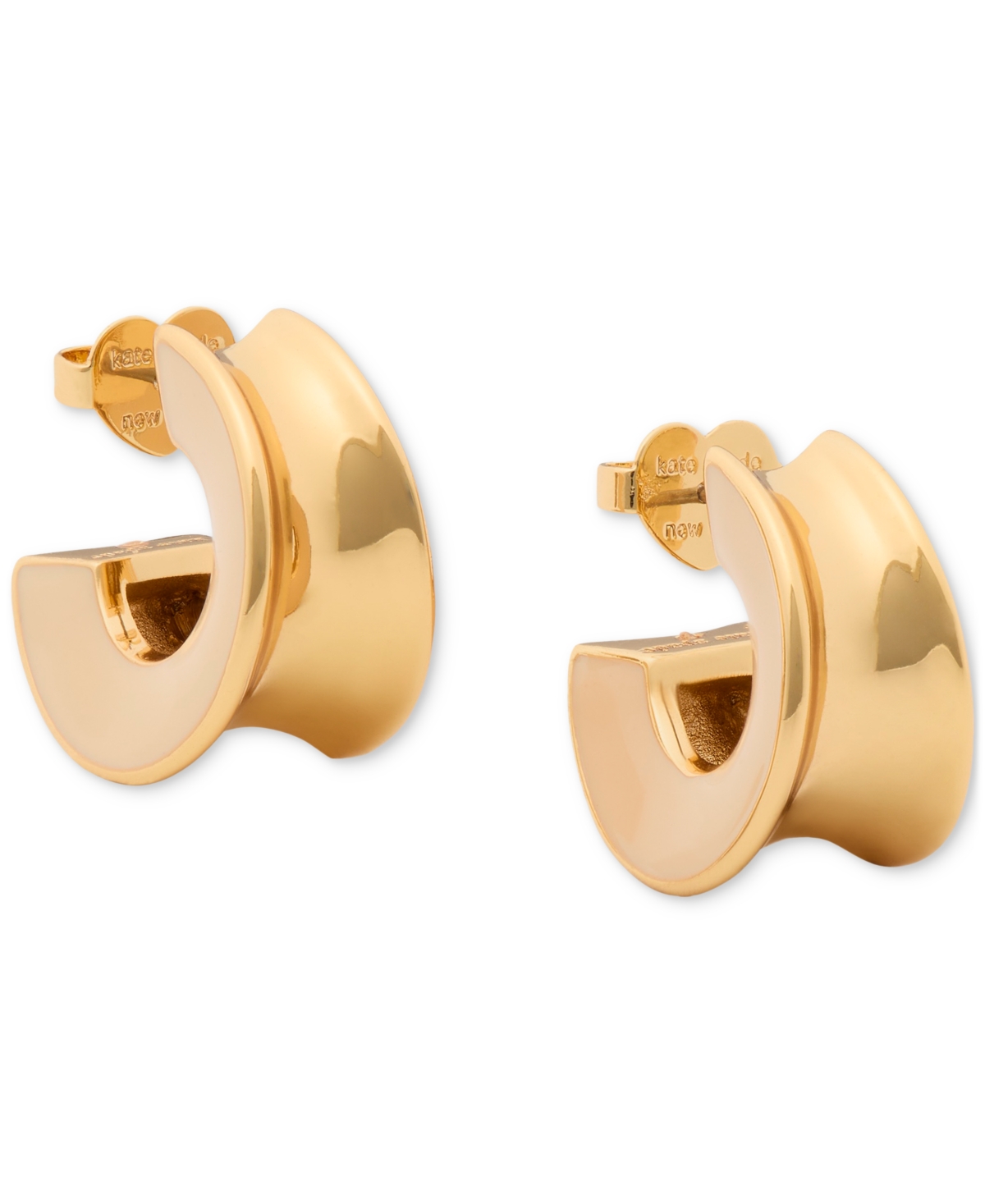 Small Concave Hoop Earrings, 0.82" - Beige/neut
