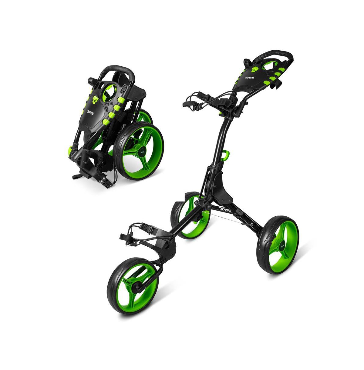 Foldable 3-Wheel Golf Push Cart with Scorecard Holder - Black