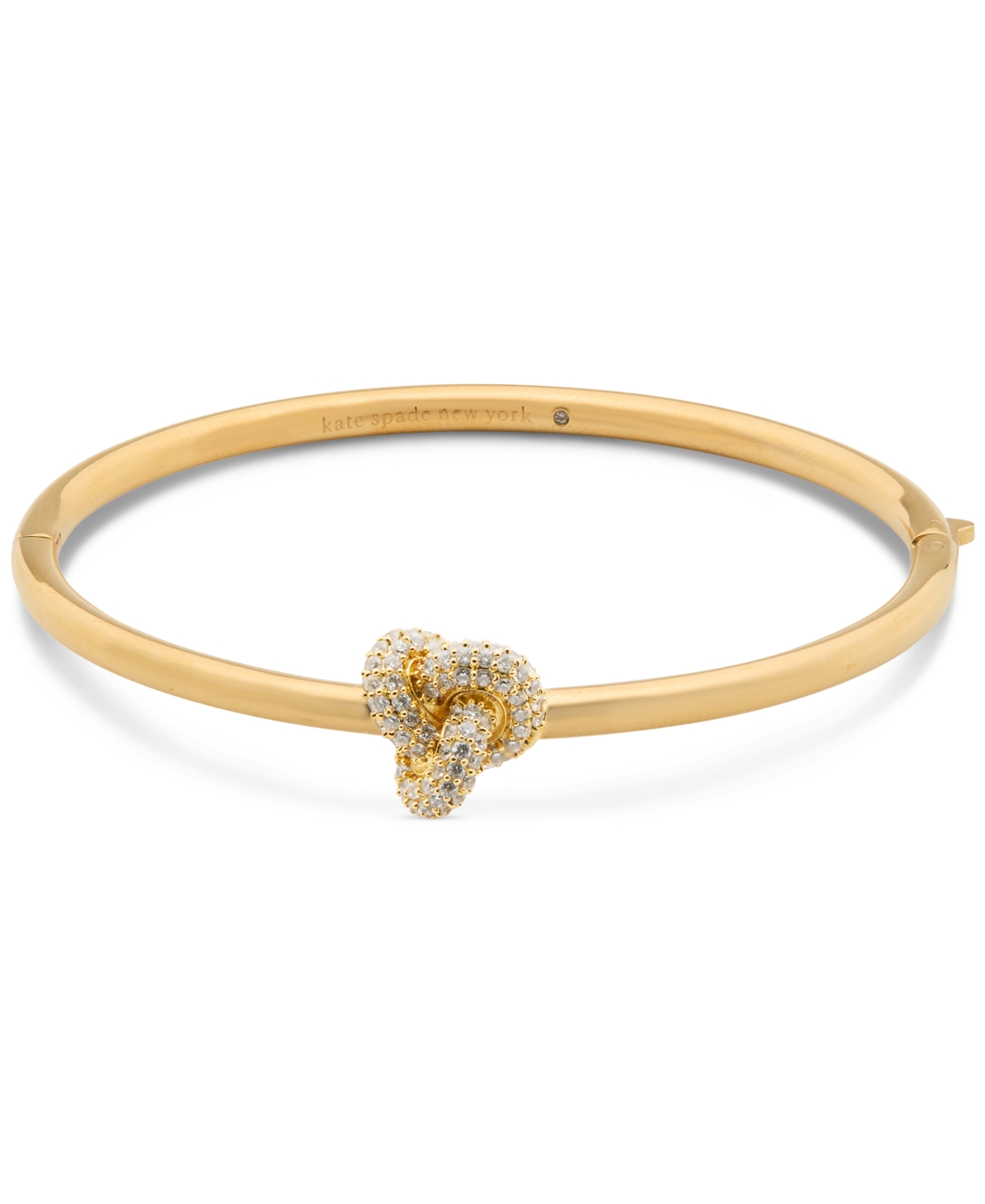 Gold-Tone Pave Double Knot Bangle Bracelet - Clear/whit