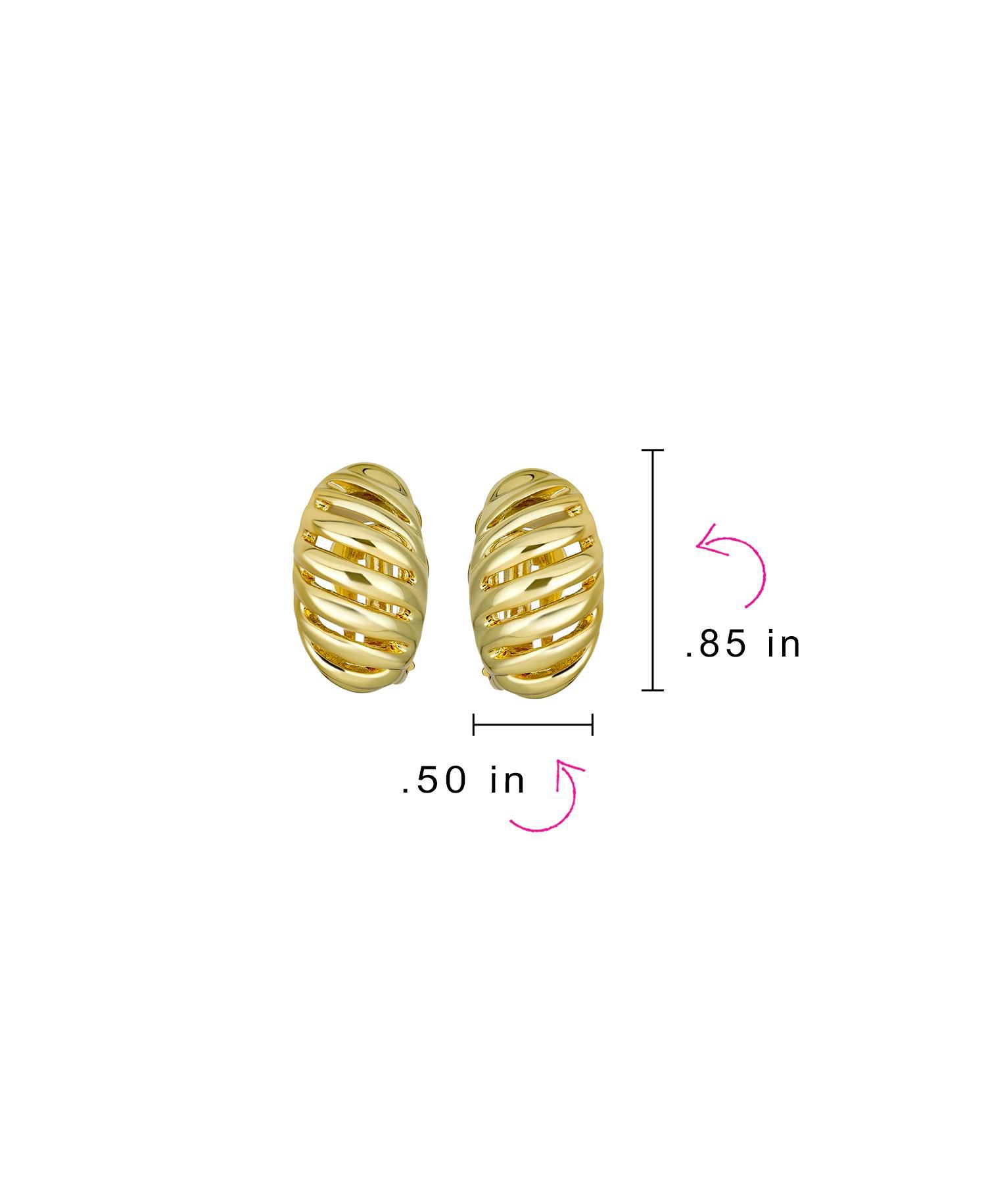 Shrimp Style Stripe Twist 2 Tone Dome Clip On Earrings Gold Plated Rhodium