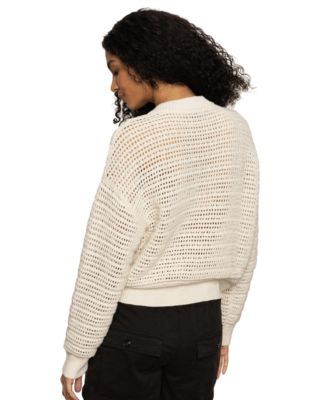 Women's Cotton Open-Knit Bomber Jacket
