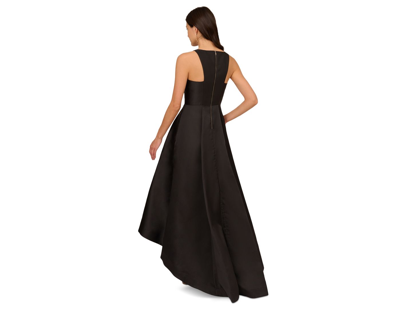 Женские платья Adrianna Papell High-Low Mikado Sleeveless Gown, цвет: Чёрный — фото 5