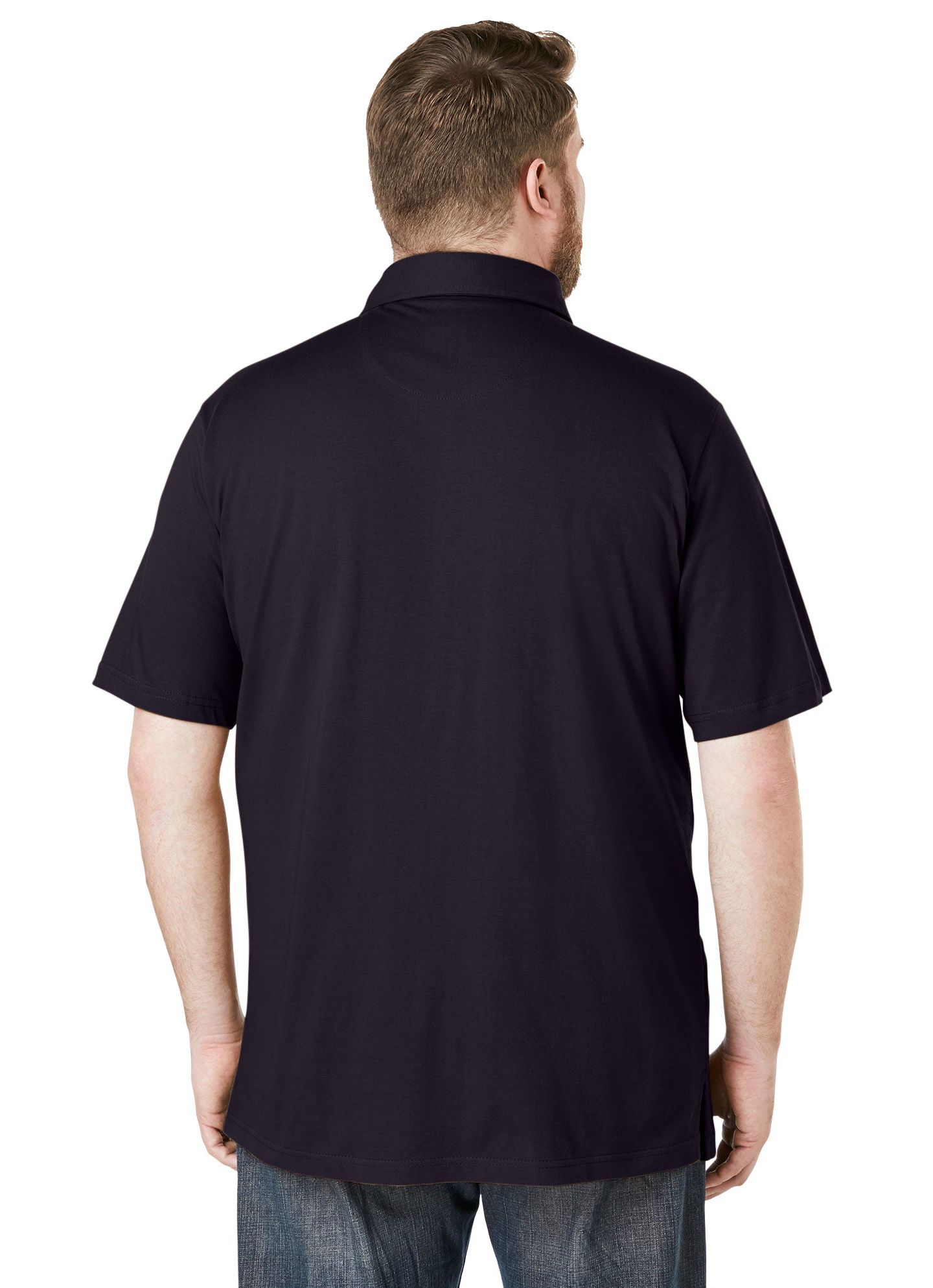 Мужское поло KingSize Heavyweight Jersey Polo Shirt, цвет: Чёрный — фото 2