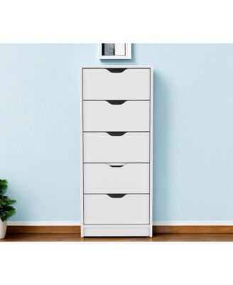 Space-Saving 5-Drawer Tall Dresser in Manufactured Wood