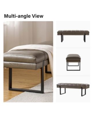 Mid-century Modern Laurens Upholstered Bench with Metal Legs