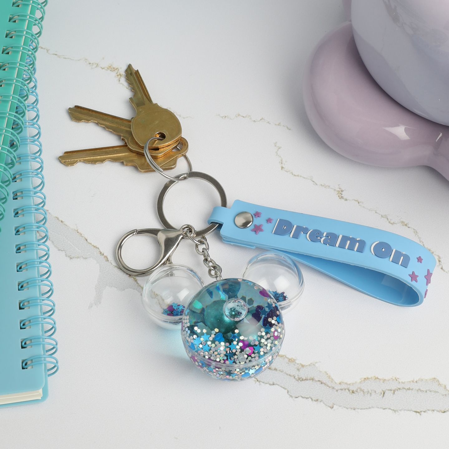 Брелок Disney Mickey Mouse Shaped Blue Liquid Keychain — фото 4