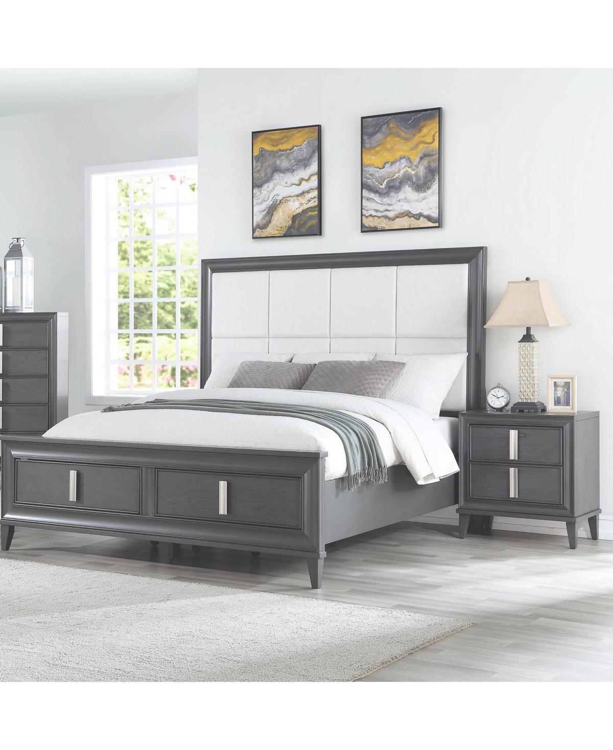 Two-Drawer Contemporary Wood Nightstand for Bedroom Storage