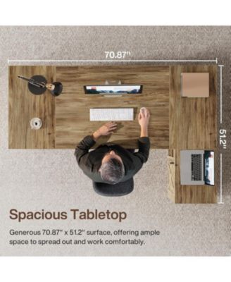 L-Shaped Executive Desk, Large Office Computer Table with File Cabinet, Modern Business Furniture with Storage Shelves for Home Office