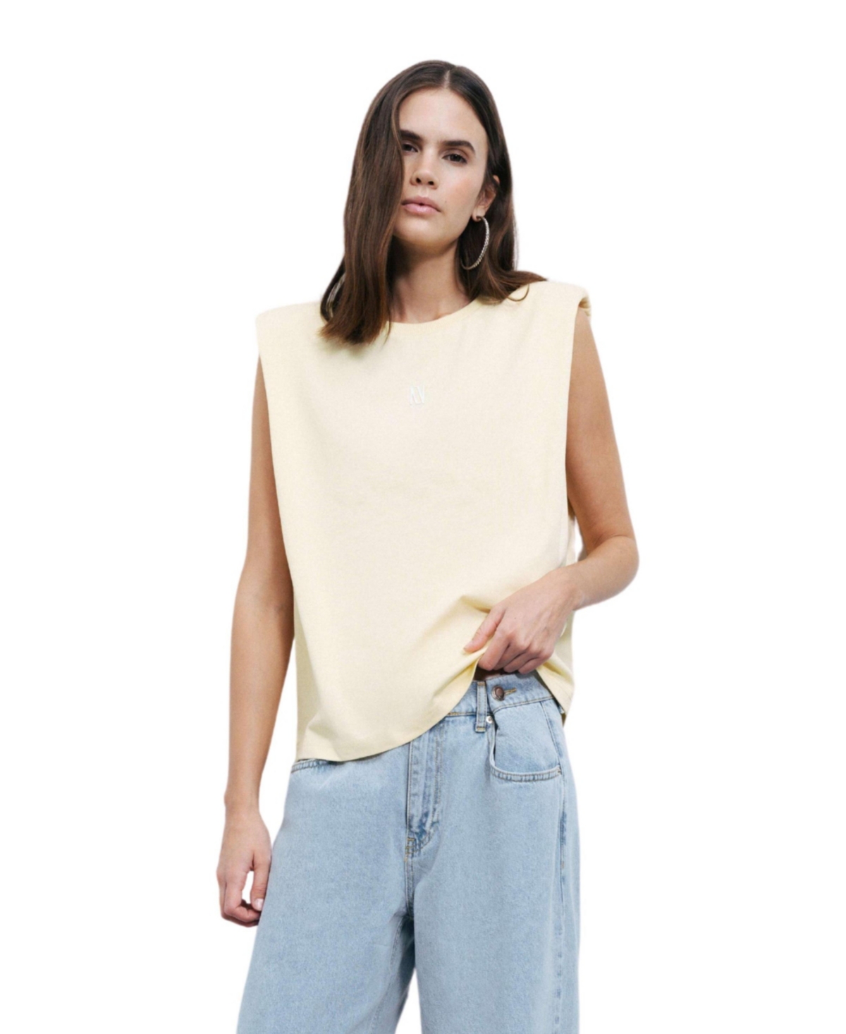 Women's Padded Basic T-Shirt - Brown