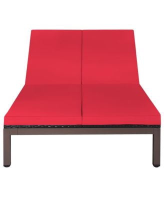 2-Person Patio Rattan Lounge Chair Chaise Recliner Adjustable Cushion