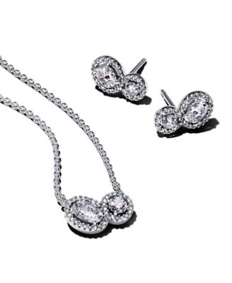 Подарочный набор ювелирных изделий Pandora из стерлингового серебра с двойным ореолом