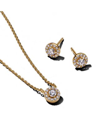 Подарочный набор ювелирных изделий Pandora Sparkling Halo с позолотой 14 карат