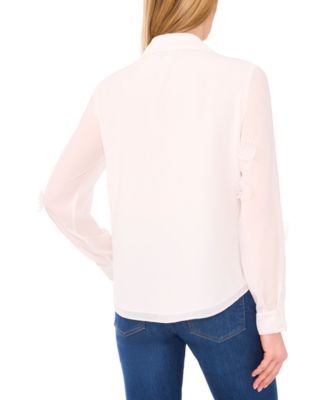 Женская блузка CeCe с длинным рукавом и цветочной аппликацией