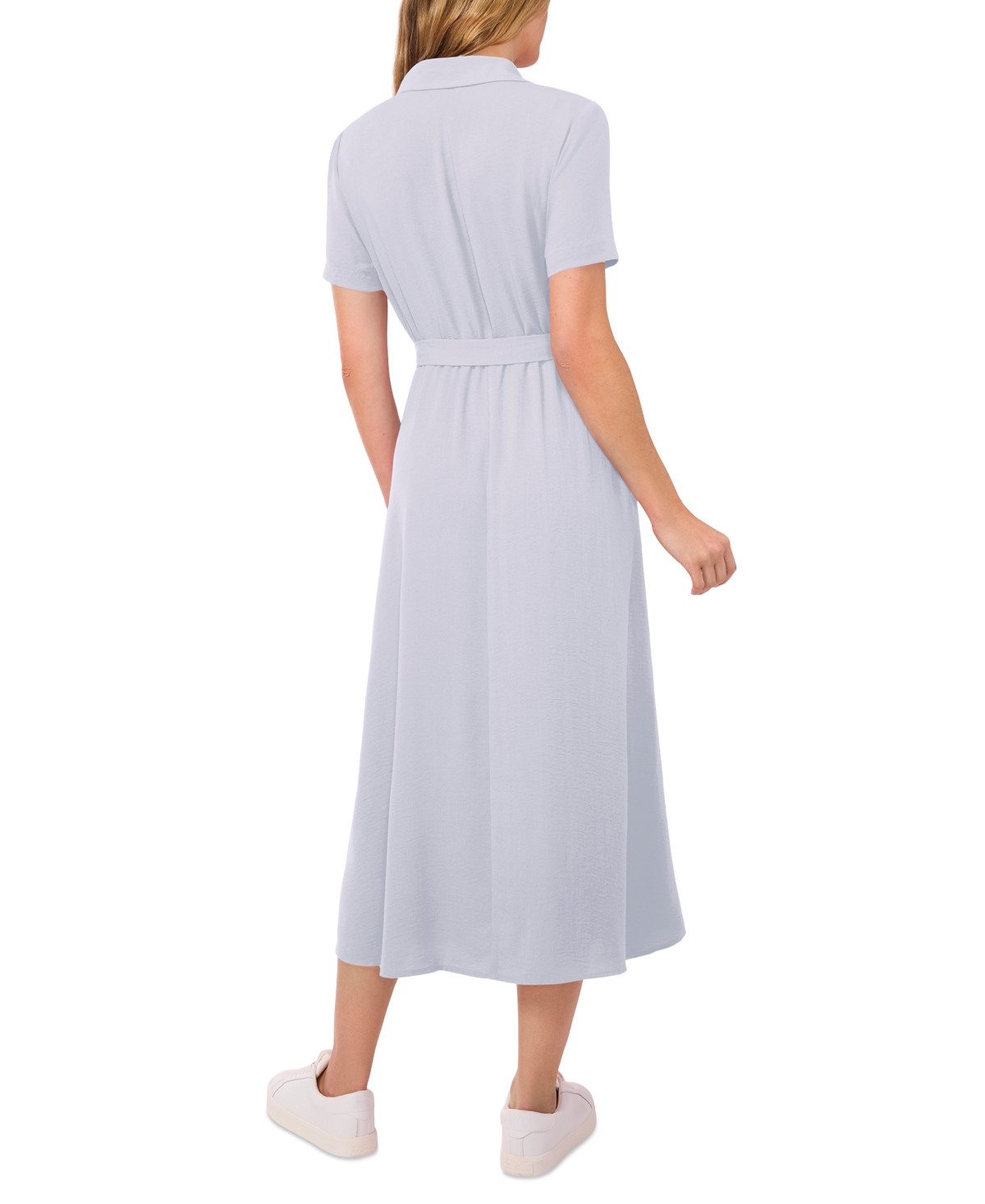 Cece Women's Short-sleeve Belted Midi Shirtdress