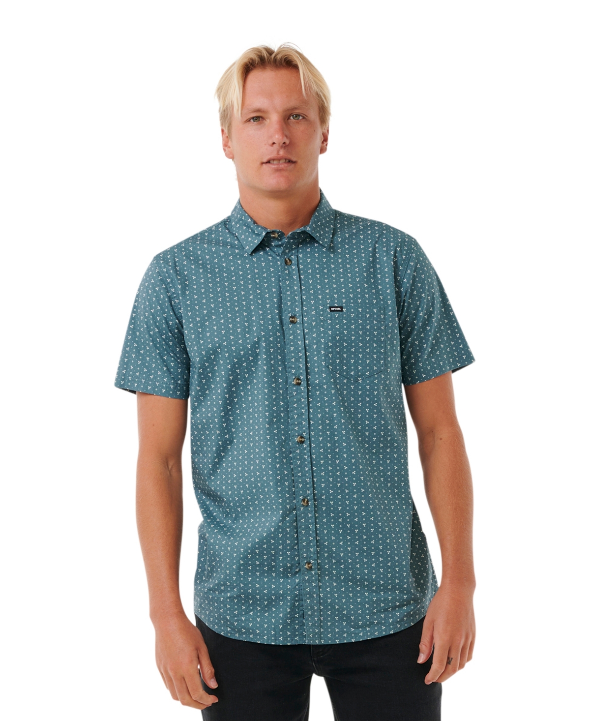 Rip Curl Men's Micro Short Sleeve Shirt - Blue stone