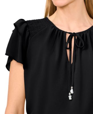 Women's Tie-Neck Tiered-Ruffle-Sleeve Blouse