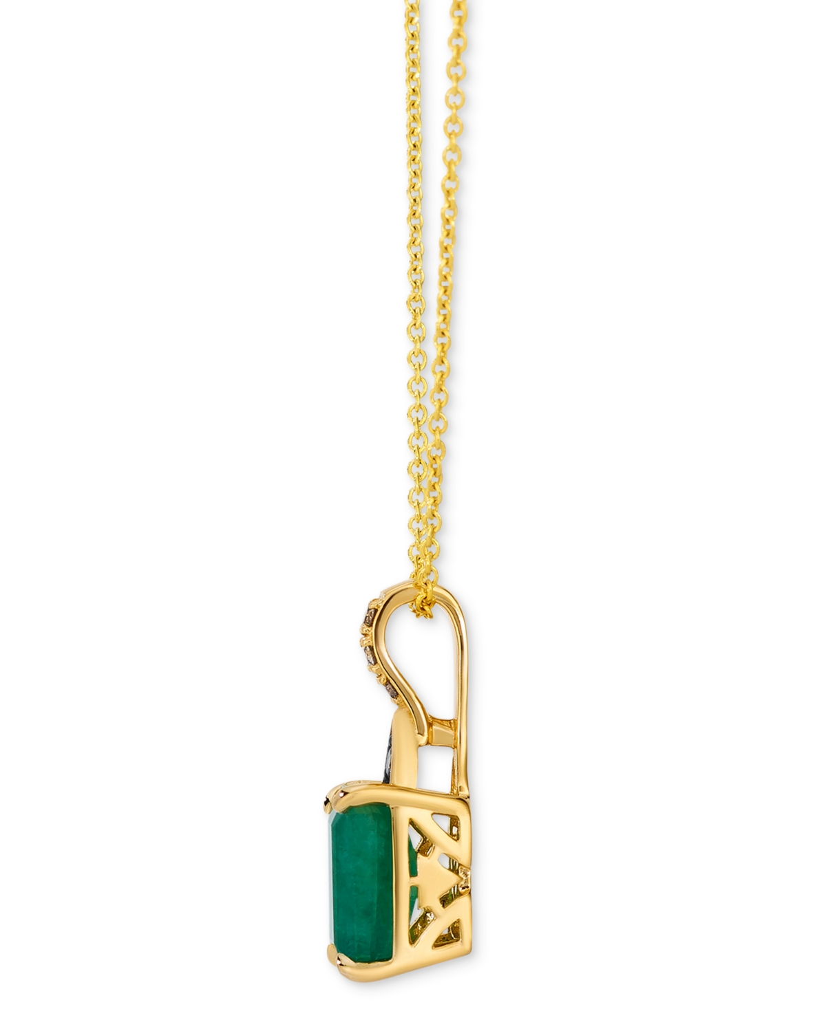 Le Vian Costa Smeralda Emeralds (1-1/5 Ct. T.w.) & Diamond (1/20 Ct. T.w.) Adjustable 20" Pendant Necklace I In Yellow Gold