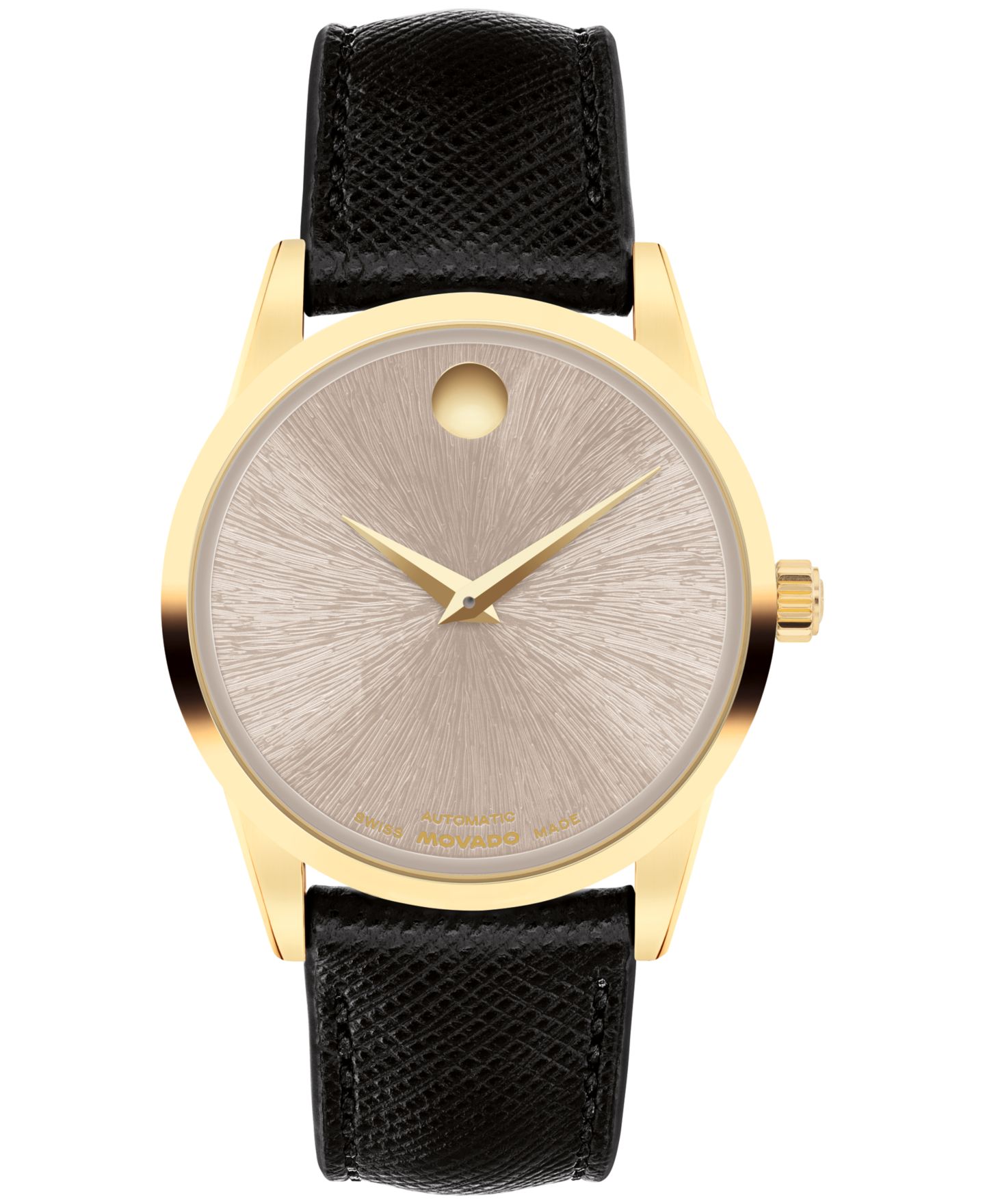 Женские часы Movado Museum Classic Swiss Automatic Black Leather Watch, 33mm — фото 1