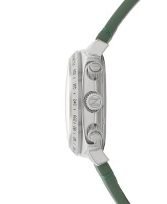 Men's Hull Chronograph Green Leather Strap Watch, 42mm