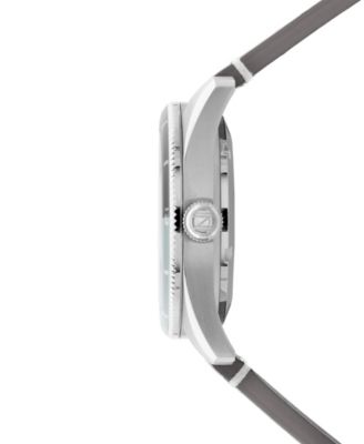 Men's Fleuss Automatic Gray Leather Strap Watch, 43mm